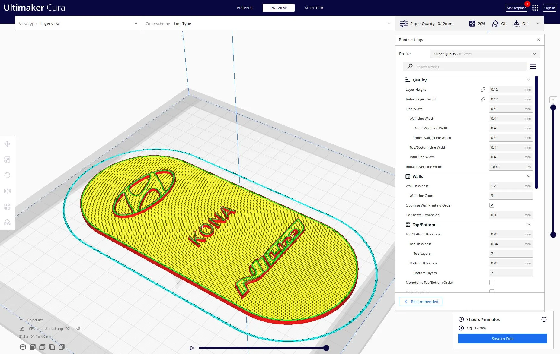 Das Slicing eines 3D-Modells in der Slicing-Software Cura